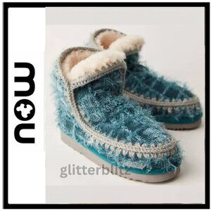 MOU Eskimo 18 Wooly Glacier Boots in Petrol Blue EU 39 - Size 8.5 / 9 NWT